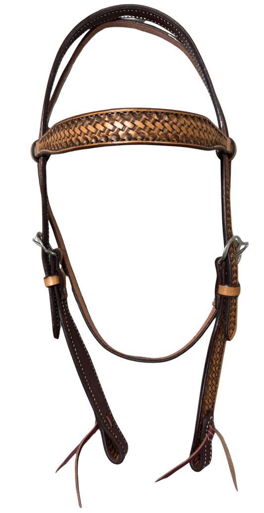 Scott Thomas Antique Finish Basket Stamped Browband Headstall