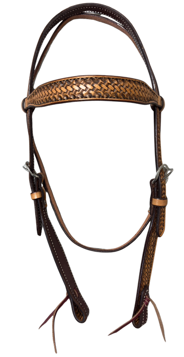 Scott Thomas Antique Finish Basket Stamped Browband Headstall