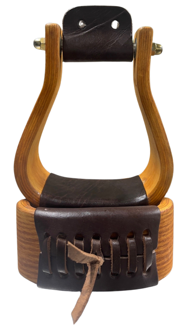 3" Wooden Stirrups with Leather Tread