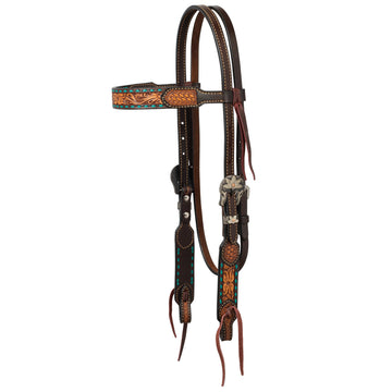 Weaver Turquoise Cross Floral Buckstitch 5/8" Headstall
