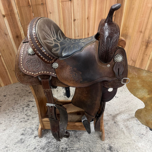 Used Allen Ranch Barrel Saddle, 13.5" Seat