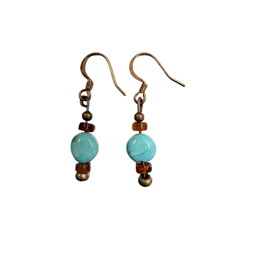 Kingman Turquoise w/Copper Dangle Earrings
