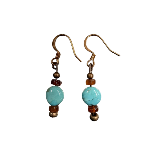 Kingman Turquoise w/Copper Dangle Earrings