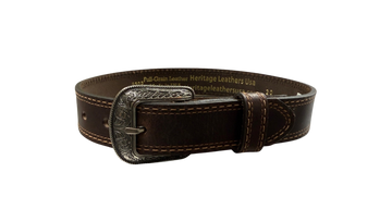 Heritage Kid's Brown Offset Stitch Belt