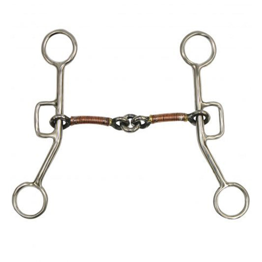 Stainless Steel Sliding Gag Bit with Copper Wrapped Life Saver Ring Mouth Piece