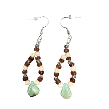 Carnelian, Turquoise, & River Stone Drop Earrings
