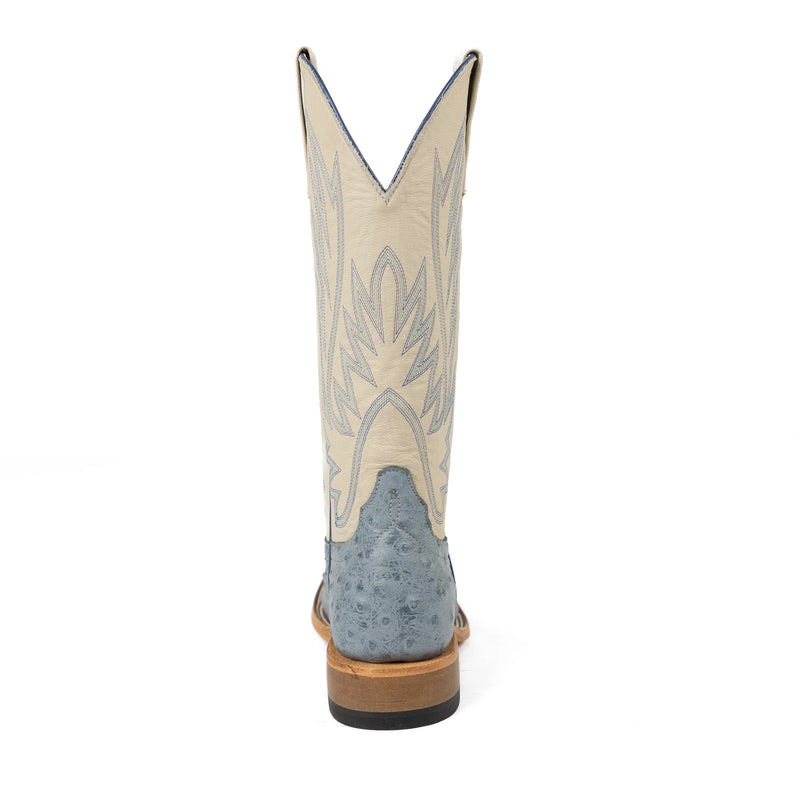 Macie Bean Women's Blue Ostrich Denim Dolly Square Toe Boots