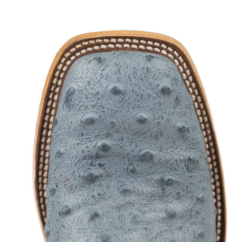 Macie Bean Women's Blue Ostrich Denim Dolly Square Toe Boots