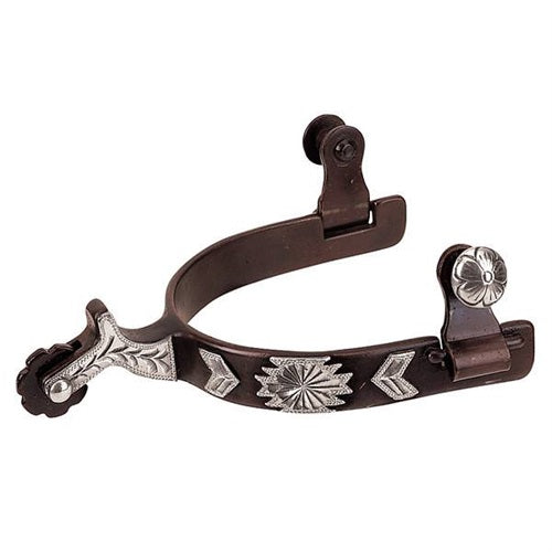 Weaver Men's Chap Guard Spurs with Engraved German Silver Trim