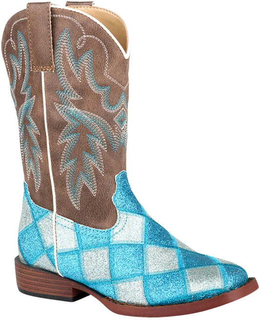 Roper Little Girls' Glitter Blocks Western Boots