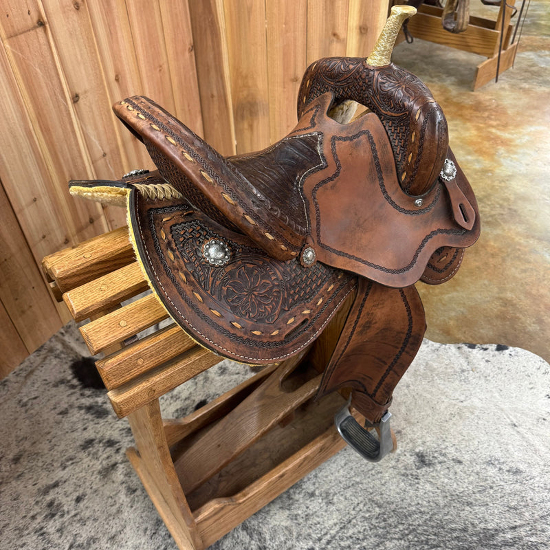 Used Triple Creek Barrel Saddle, 13.5" Seat