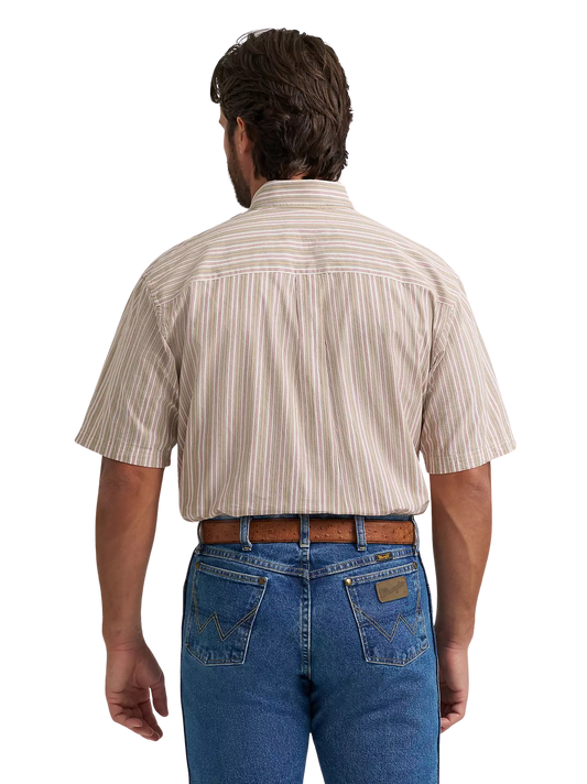 Wrangler Men's George Straight Sand Stripes Short Sleeve Button-Down Shirt