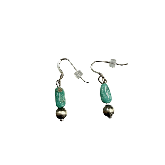 Turquoise with Navajo Pearls Dangle Earrings