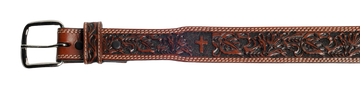 Cowboy Chrome Kid's Belt with Floral and Cross Tooling