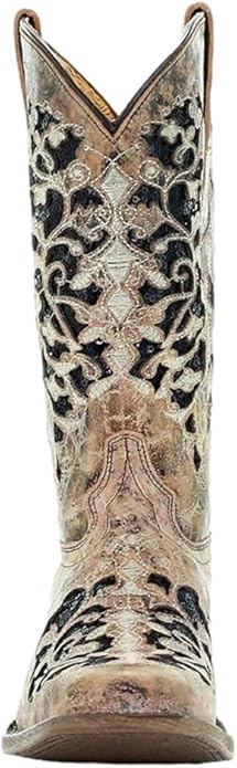 Corral Girls Glitter Inlay/Embroidery Square Toe Western Boot