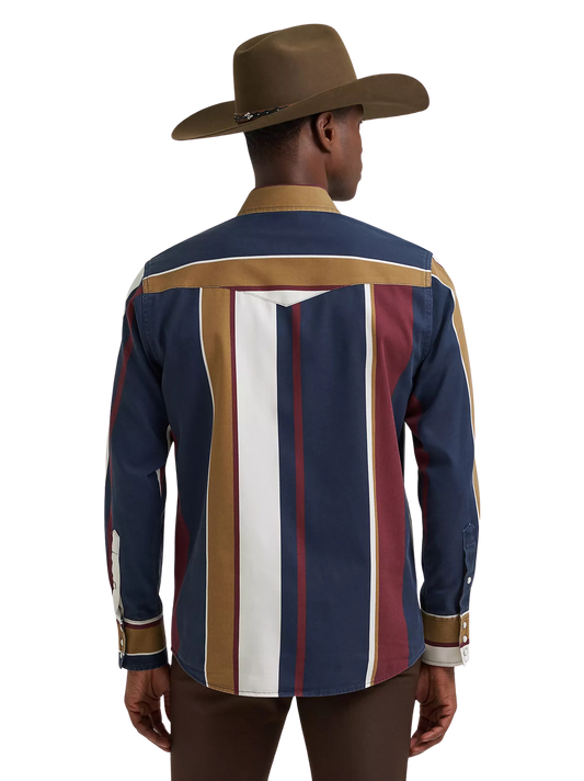 Wrangler Men's Vintage-Inspired Midnight Oak Brushpopper Western Snap Workshirt