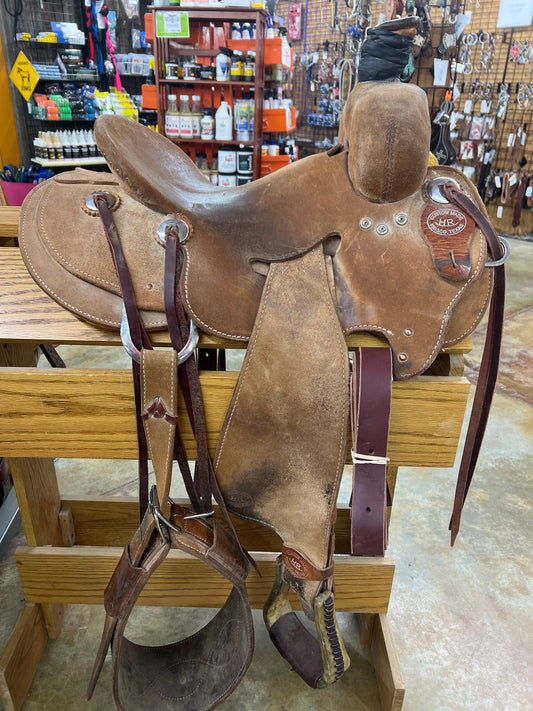 Used HR Seat Rig Ranch Saddle, 14" Seat