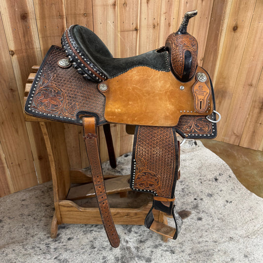 Used Reinsman Charmayne Jaymes Barrel Saddle, 14" Seat