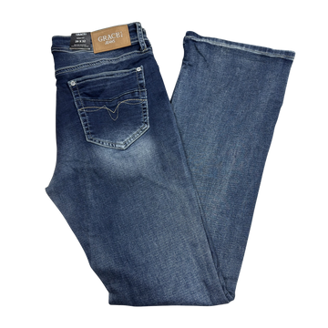 Grace in LA Women's Soft Denim Easy Fit Mid Rise Boot Cut Jeans