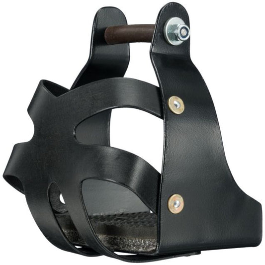Tough1 Black Metal Endurance Stirrups with Leather Guard
