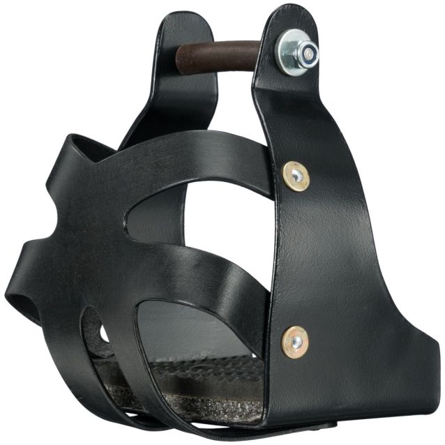 Tough1 Black Metal Endurance Stirrups with Leather Guard
