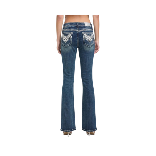 Grace in LA Women's Western Embroidery Detail  Flare Jeans