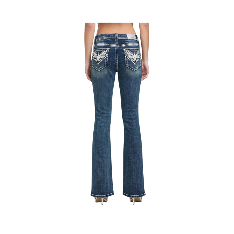 Grace in LA Women's Western Embroidery Detail Flare Jeans
