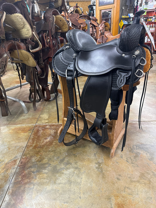 Circle Y Reno Flex2 Black Trail Saddle, 16" Seat