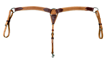 HR 1-1/2" Hand Tooled w/Running W Natural Leather Breast Collar