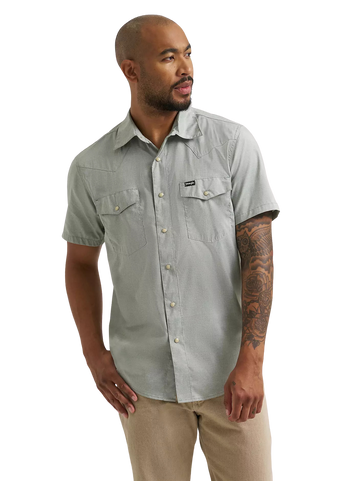 Wrangler All Terrain Gear Drover Iceburg Green Short Sleeve Utility Shirt