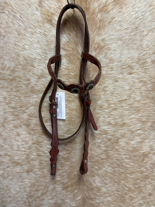 Used Billy Cook Headstall With Brown Iron Barbwire Conchos