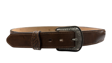 Heritage Men's Dark Brown 3 Piece w/Basketweave Center Belt