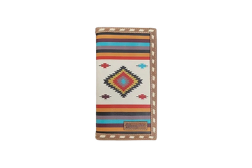 Wrangler Men's Navajo Pattern Digital Printed Canvas Checkbook Wallet