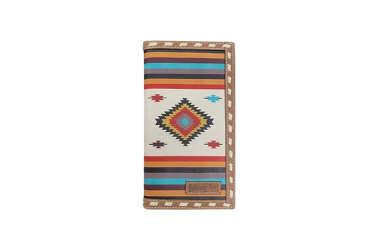 Wrangler Men's Navajo Pattern Digital Printed Canvas Checkbook Wallet