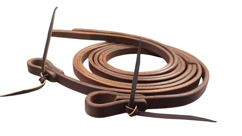 R Bar B Extra Heavy Harness Split Reins with Water Loops-3/4"X8'