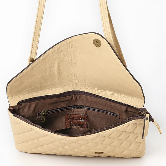 American Darling Cream Quilted Crossbody Purse w/Sunflower Tooling