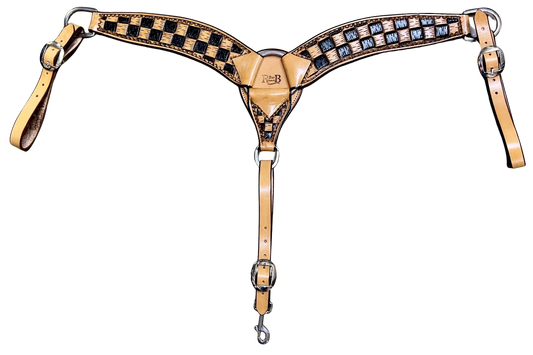 R Bar B Checkered Black Dye 3" Breast Collar