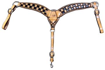 R Bar B Checkered Black Dye 3" Breast Collar