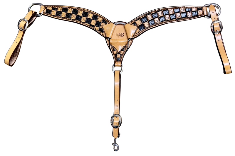 R Bar B Checkered Black Dye 3" Breast Collar