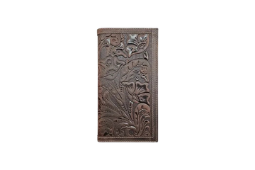 Wrangler Men's Texas Rose Embossed Leather Checkbook Wallet