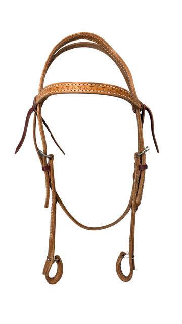 HR 5/8" Doubled & Stitched Quick Change Running W Tooled Leather Browband Headstall