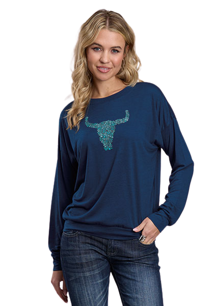 Roper Women's Navy Jersey Boxy Fit T-Shirt