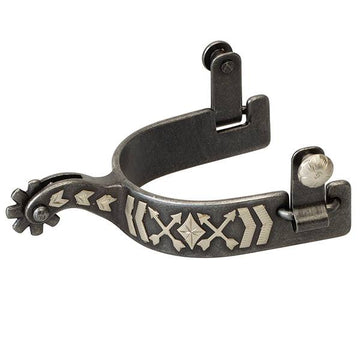 Weaver Men's Black Buffed  Spur with Arrow Crossing Design