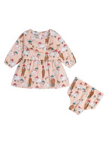 Wrangler Little Baby/Toddler Girl's Pink Long Sleeve Western Print Dress