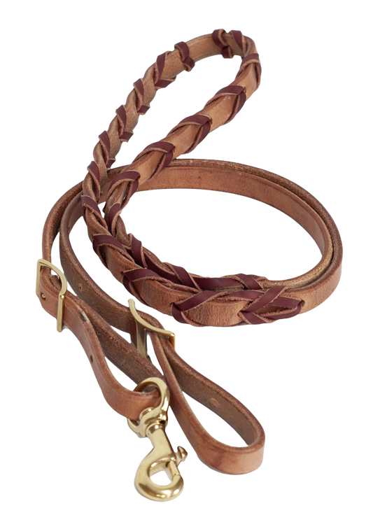 3/4" Laced Natural Harness Leather Barrel Rein