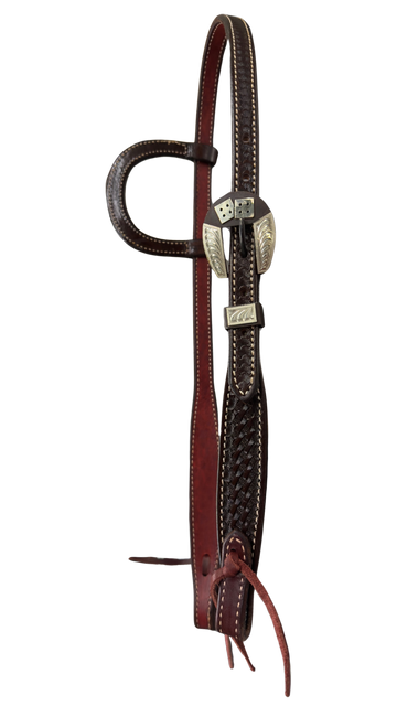 Scott Thomas Single Ear Chocolate Basket Stamp Headstall with Dice Buckle