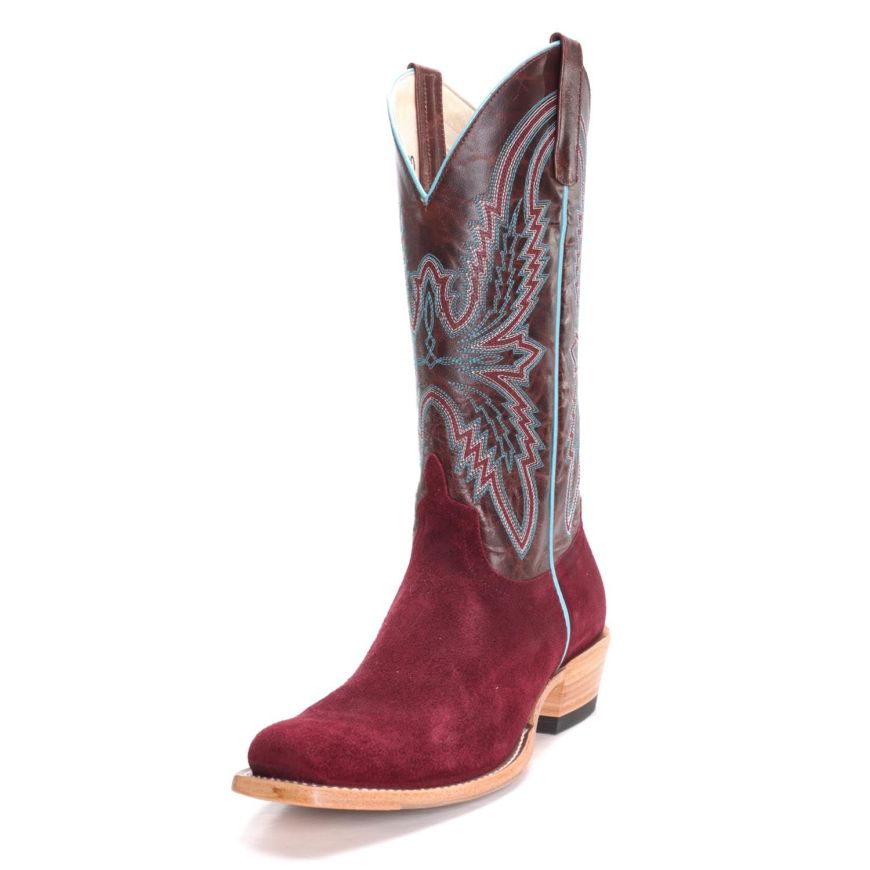 Macie Bean Women's Burgundy Suede Cowboy Boots