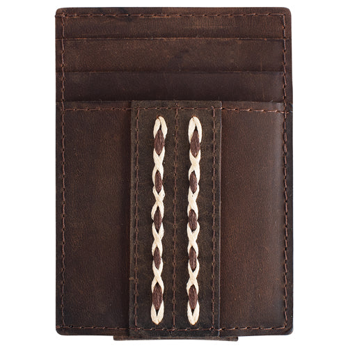 Red Dirt Hat Co. Card Case w/Magnet Clip Oiled Brown w/Double Braids