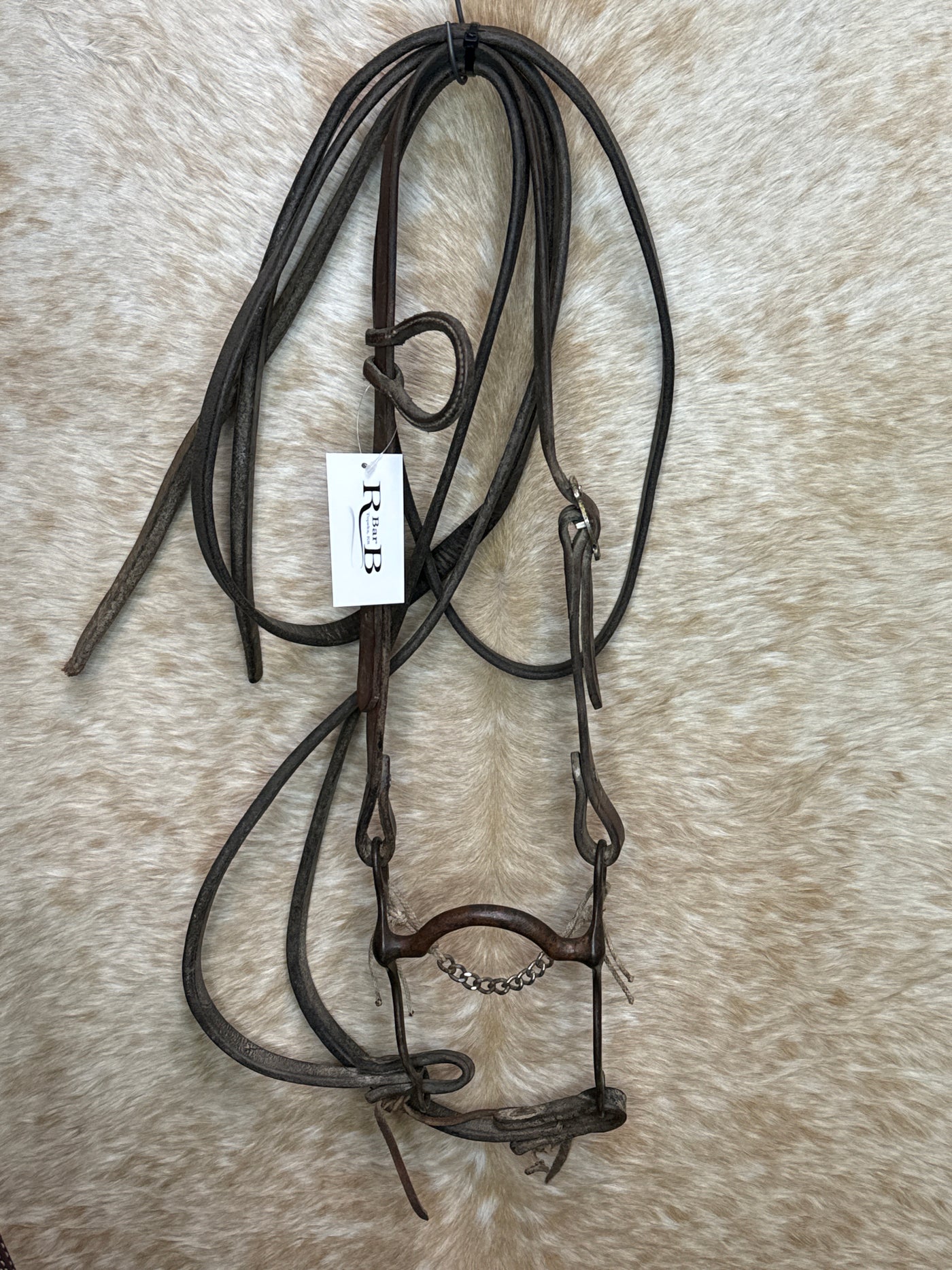 Used One Ear Bridle With Copper Medium Pleasure Port Bit With 3/4" Rein With Weighted End Rein