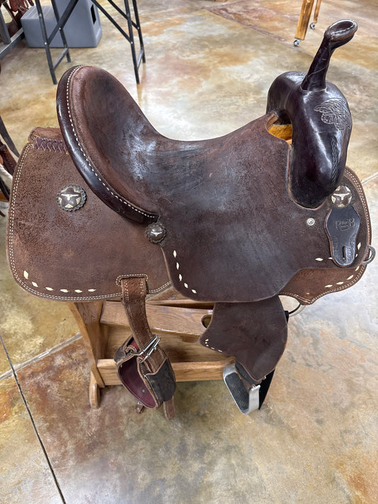 Used R Bar B Barrel Saddle, 14.5" Seat
